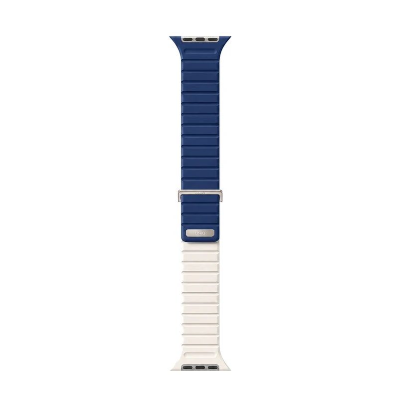 نمای کامل بند اپل واچ UNIQ Revix Evo Royal Blue/Chalk آبی رویال و سفید، مناسب Apple Watch سایز 44، 45، 46 و 49 میلی‌متر