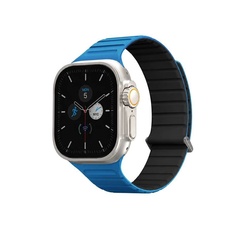 بند اپل واچ UNIQ Revix Evo Pacific Blue/Black آبی پاسیفیک و مشکی، مناسب Apple Watch سایز 44، 45، 46 و 49 میلی‌متر