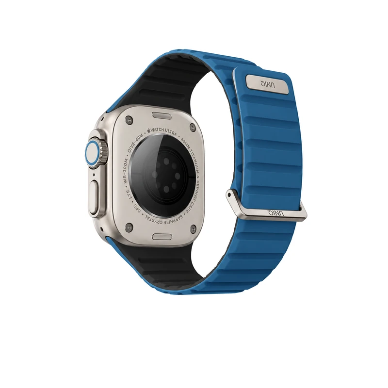 نمای پشت بند اپل واچ UNIQ Revix Evo Pacific Blue/Black آبی پاسیفیک و مشکی، مناسب Apple Watch سایز 44، 45، 46 و 49 میلی‌متر