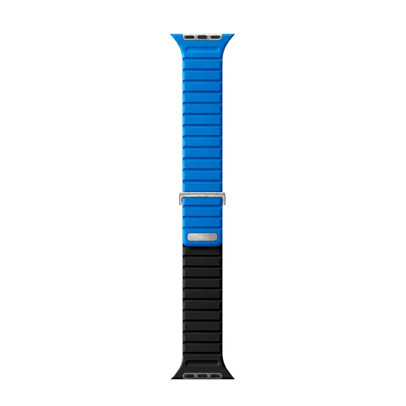 نمای کامل بند اپل واچ UNIQ Revix Evo Pacific Blue/Black آبی پاسیفیک و مشکی، مناسب Apple Watch سایز 44، 45، 46 و 49 میلی‌متر
