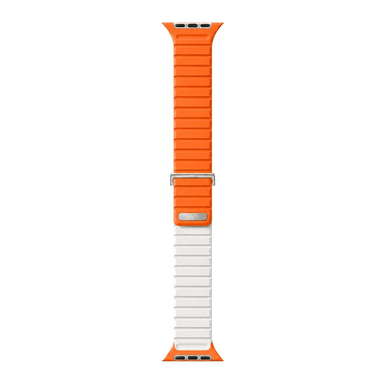 نمای کامل بند اپل واچ UNIQ Revix Evo Amber Orange/White نارنجی و سفید، مناسب Apple Watch سایز 44، 45، 46 و 49 میلی‌متر