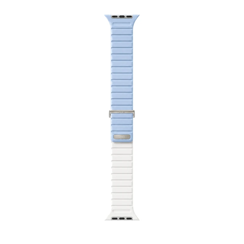 نمای کامل بند اپل واچ UNIQ Revix Evo Powder Blue/White آبی پودری و سفید، مناسب Apple Watch سایز 40، 41 و 42 میلی‌متر