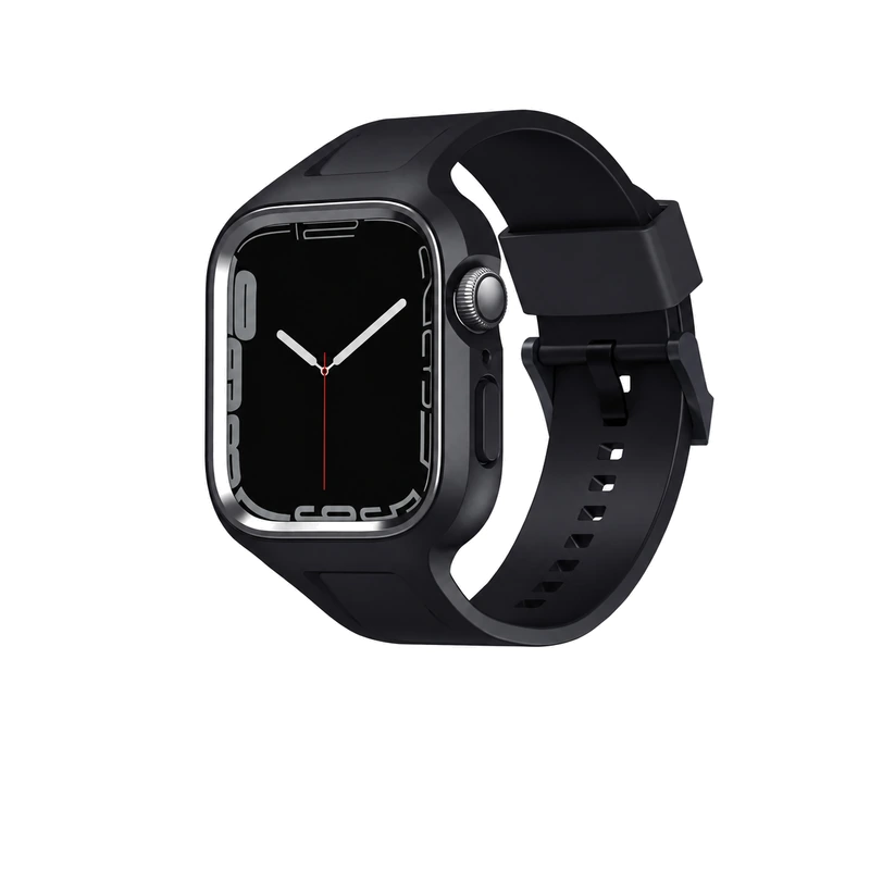 نمای جلویی بند مشکی UNIQ Monos Midnight Black برای Apple Watch سایز 45 میلی‌متر