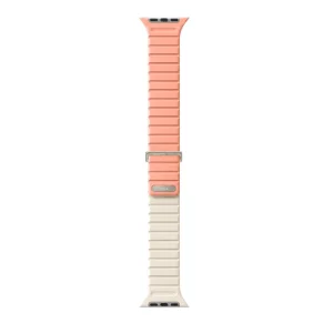 نمای کامل بند اپل واچ UNIQ Revix Evo Crepe/Pink Ivory بدون ساعت، با ترکیب رنگ صورتی کرپ و عاجی، مناسب Apple Watch سایز 40، 41 و 42 میلی‌متر