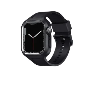 نمای جلویی بند مشکی UNIQ Monos Midnight Black برای Apple Watch سایز 45 میلی‌متر