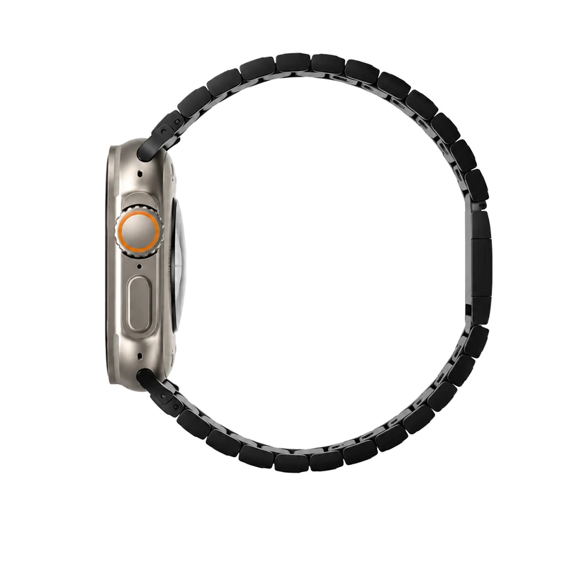 نمای جانبی بند مشکی UNIQ Strova Mag برای Apple Watch سایز 44، 45، 46 و 49 میلی‌متر