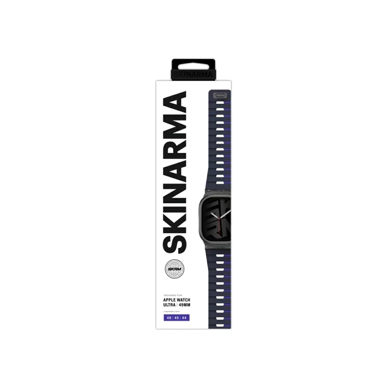 بسته‌بندی بند SKINARMA Gemini Navy سرمه‌ای برای اپل واچ سایز 44، 45، 46 و 49 میلی‌متر
