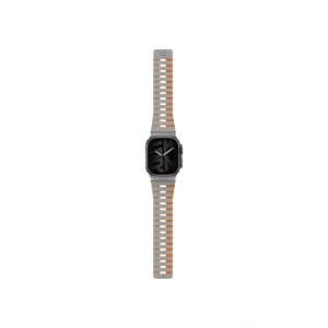 نمای روبه‌رو بند SKINARMA Gemini Grey خاکستری و نارنجی برای Apple Watch سایز 44، 45، 46 و 49 میلی‌متر