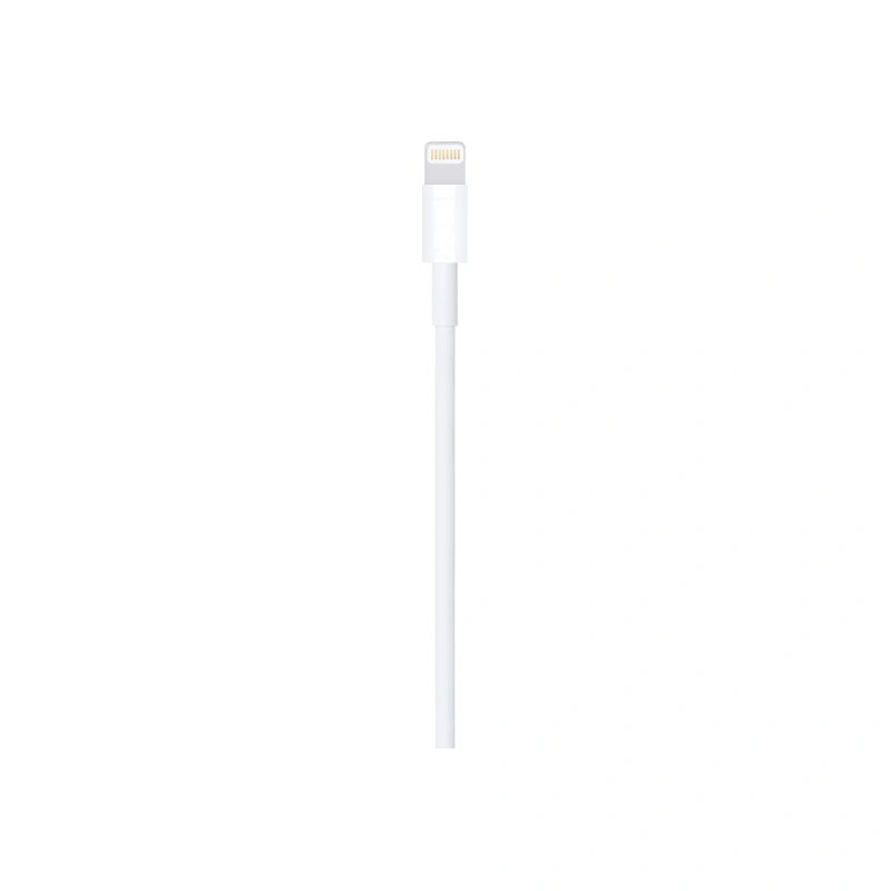 نمای نزدیک کانکتور Lightning کابل سفید USB به لایتنینگ یک متری اپل