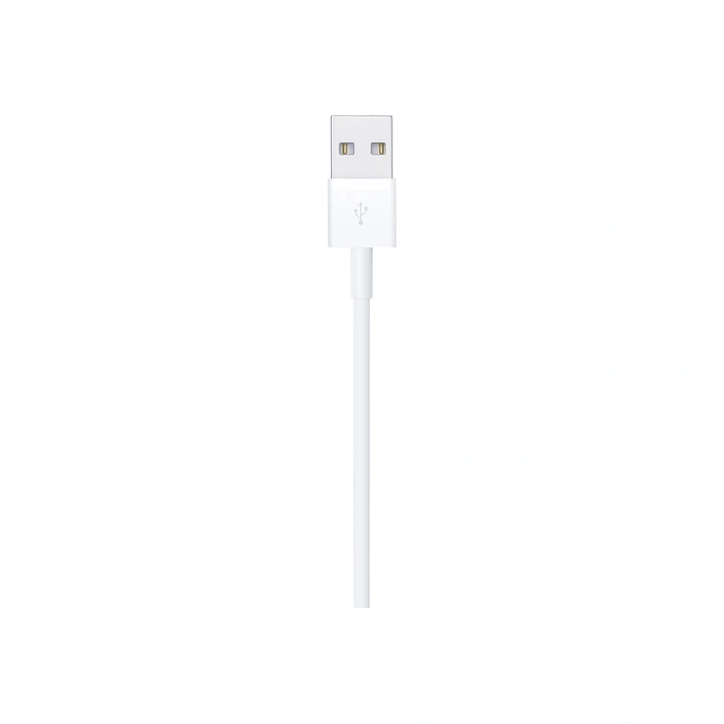 نمای نزدیک کانکتور USB کابل سفید USB به Lightning یک متری اپل