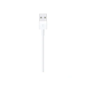 نمای نزدیک کانکتور USB کابل سفید USB به Lightning یک متری اپل