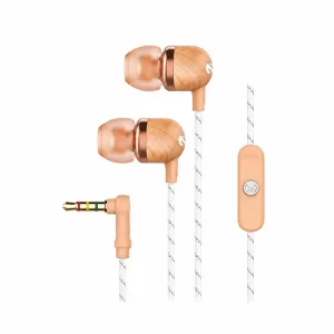 هندزفری Marley Smile Jamaica Copper با بدنه چوبی، کابل سفید، کنترلر و جک 3.5 میلی‌متری زاویه‌دار