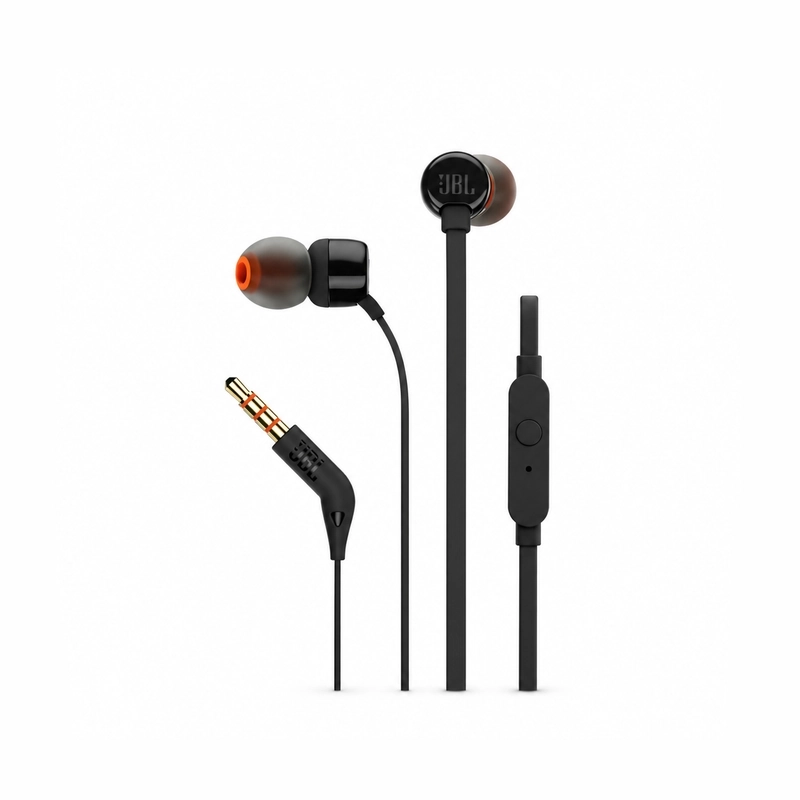 هندزفری سیمی مشکی JBL Tune 110 با میکروفون و جک 3.5 میلی‌متری