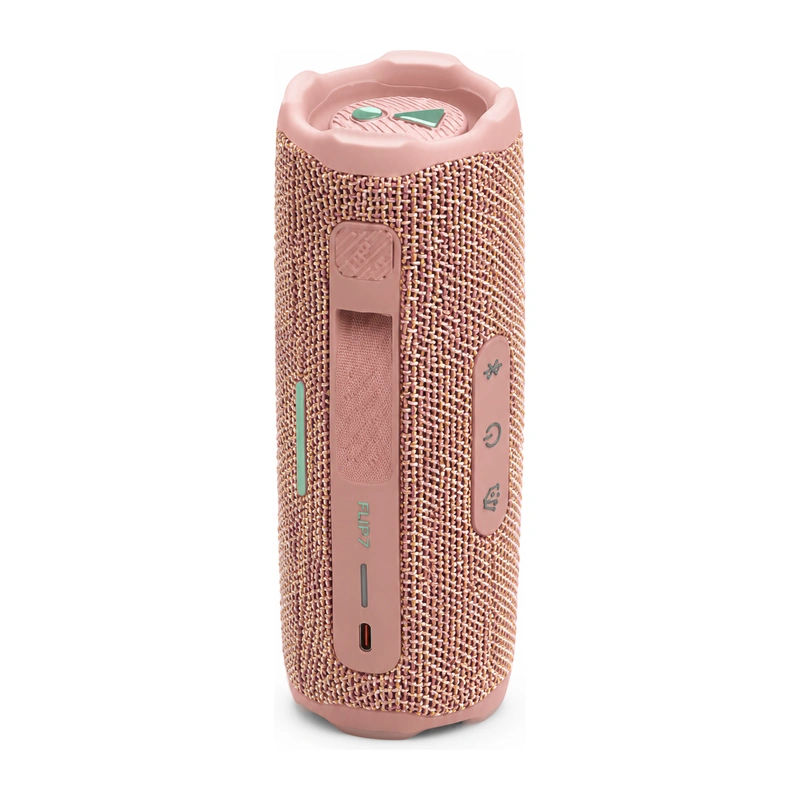 نمای پنل کنترل و درگاه USB-C اسپیکر بلوتوثی JBL Flip 7 صورتی