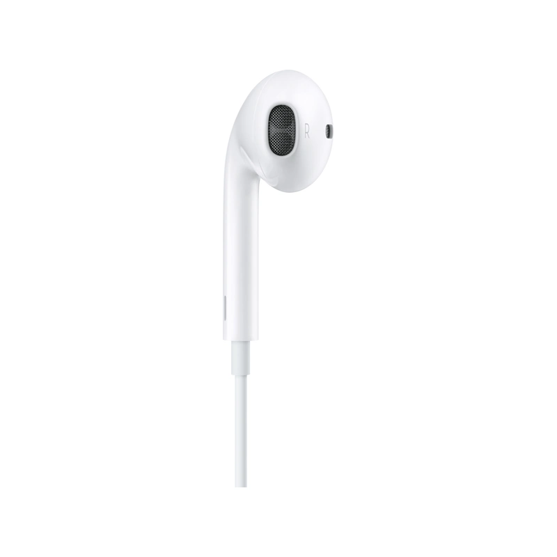 نمای نزدیک گوشی سمت راست هندزفری اپل EarPods Lightning سفید