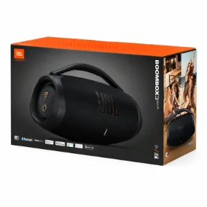 جعبه اسپیکر جی‌بی‌ال Boombox 3 Wi-Fi مشکی نمای سه‌رخ
