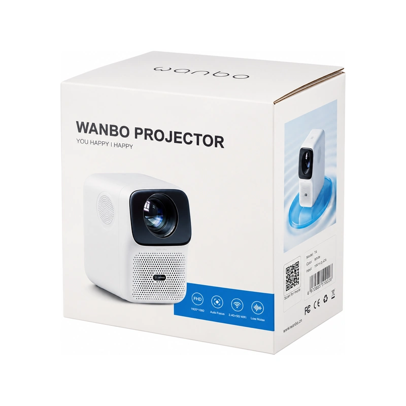 جعبه و بسته‌بندی ویدئو پروژکتور Wanbo T4 سفید