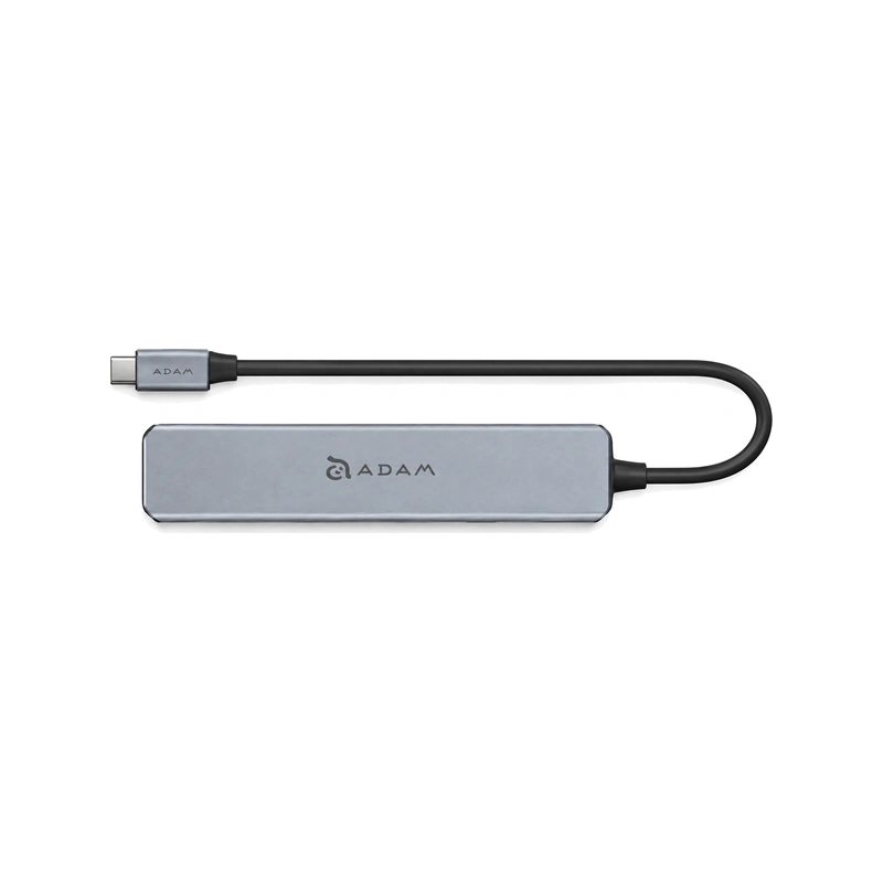 نمای بالای هاب ADAM elements CASA Hub A04 خاکستری با کابل و کانکتور USB-C
