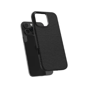 نمای سه‌بعدی قاب اسپیگن Liquid Air مشکی مات مخصوص iPhone 16 Pro Max
