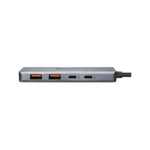 نمای درگاه‌های هاب ADAM elements CASA Hub A04 خاکستری با دو پورت USB-A و دو پورت USB-C
