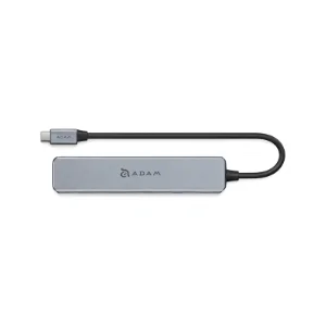 نمای بالای هاب ADAM elements CASA Hub A04 خاکستری با کابل و کانکتور USB-C