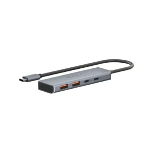 نمای هاب ADAM elements CASA Hub A04 خاکستری با کابل USB-C و درگاه‌های اتصال