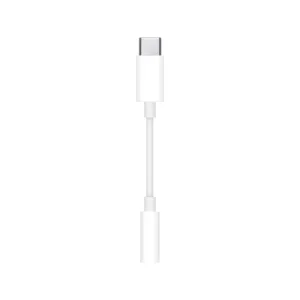 نمای عمودی مبدل سفید اپل USB-C به جک 3.5 میلی‌متری هدفون