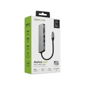 نمای جعبه هاب 6 در 1 انرژیا AluHub HD3 گان‌متال