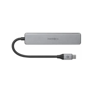 نمای بالای هاب انرژیا AluHub HD3 گان‌متال به همراه کابل و کانکتور USB-C