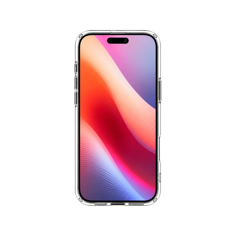 نمای روبه‌رو قاب شفاف Spigen Ultra Hybrid Crystal Clear روی iPhone 16 Pro