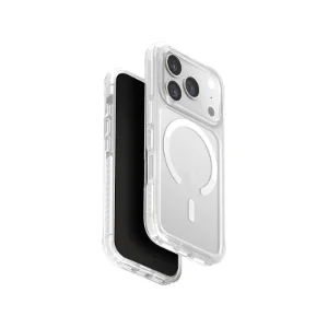 نمای باز قاب UNIQ Combat Blanc White برای iPhone 17 با طراحی شفاف و حلقه مغناطیسی