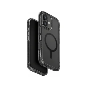 نمای باز قاب UNIQ Combat Carbon Black برای iPhone 17 با فریم دودی و حلقه مغناطیسی