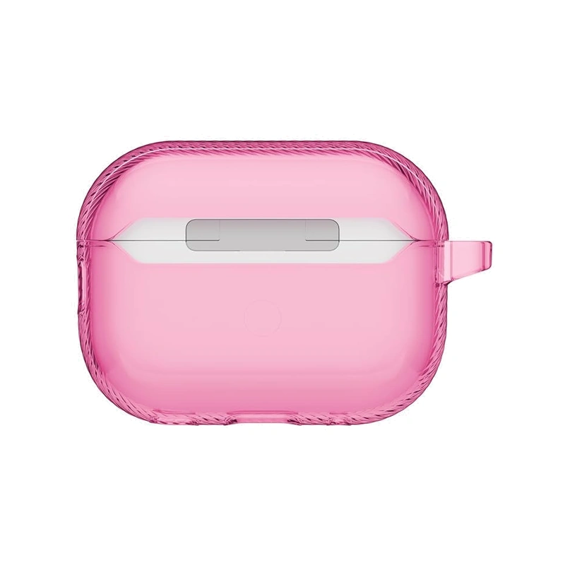 نمای پشت قاب UNIQ Glase Pro Candy Pink برای AirPods Pro 3 با بدنه شفاف صورتی