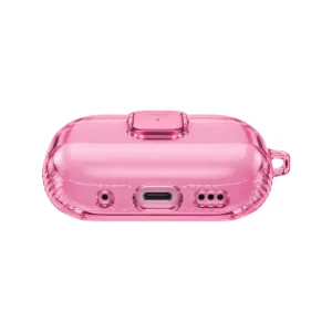 نمای پایین قاب UNIQ Glase Pro Candy Pink برای AirPods Pro 3 با برش درگاه شارژ و اسپیکر
