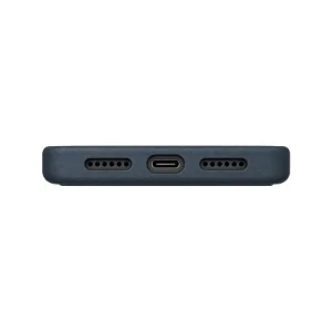 نمای پایین قاب UNIQ Lyden Ash Blue برای iPhone 17 Pro Max با برش دقیق درگاه USB-C و خروجی‌های اسپیکر