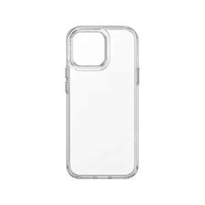 نمای پشت قاب شفاف UNIQ Airfender Crystal Clear برای iPhone 13 Pro با فریم برجسته محافظ دوربین و دکمه‌های جانبی
