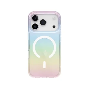 نمای پشت قاب UNIQ Iridescia Holo Quartz برای iPhone 17 Pro Max با طراحی هولوگرافیک گرادیانی و حلقه MagSafe
