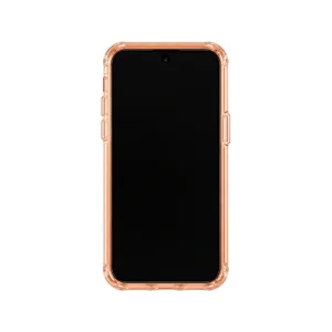 نمای جلوی قاب UNIQ LifePro Xtreme Frost Clear Volt Orange برای iPhone 17 Pro با فریم شفاف نارنجی و دکمه‌های جانبی