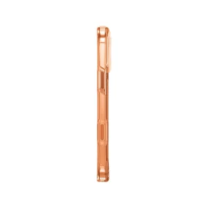 نمای کناری قاب UNIQ LifePro Xtreme Frost Clear Volt Orange برای iPhone 17 Pro با فریم شفاف نارنجی و دکمه‌های جانبی