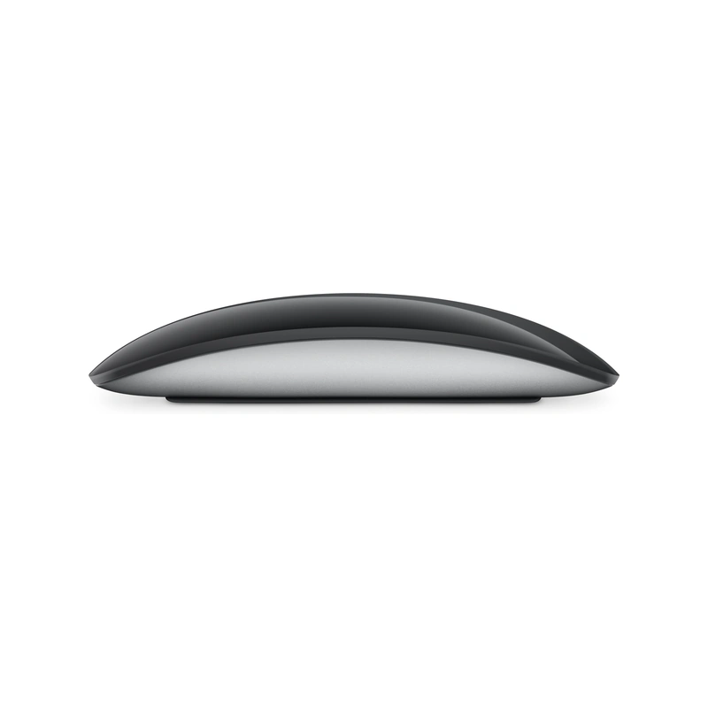 نمای نیم‌رخ ماوس Apple Magic Mouse USB-C مشکی با بدنه آلومینیومی