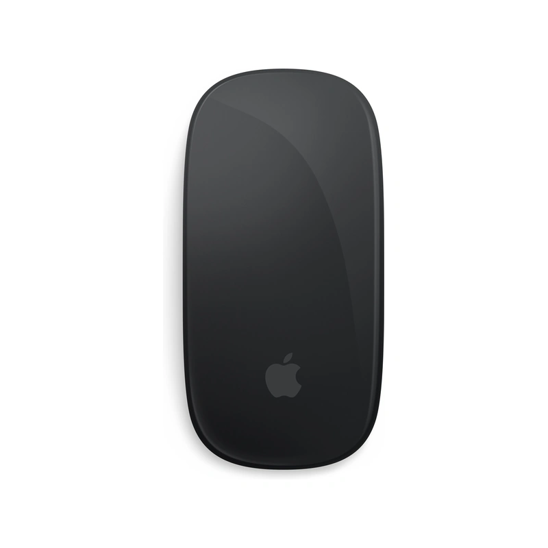 نمای بالا ماوس Apple Magic Mouse USB-C مشکی با سطح Multi-Touch و لوگوی اپل
