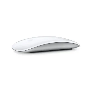 نمای کناری ماوس Apple Magic Mouse USB-C سفید با بدنه سفید و پایه آلومینیومی