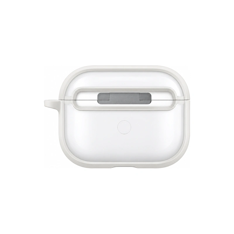 نمای پشت قاب UNIQ Veren Chalk Frost برای AirPods Pro 3 با بخش لولا و محل اتصال پشتی