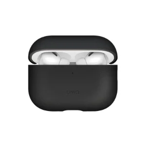 نمای جلوی قاب UNIQ Lyden Vex Dallas Black برای AirPods Pro 3 در حالت باز با ایرپادها داخل کیس