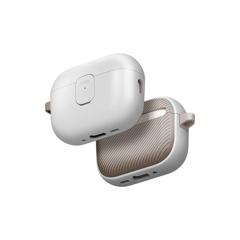نمای دوگانه زاویه‌دار قاب UNIQ Clyde Mist Grey/Khaki برای AirPods Pro 3