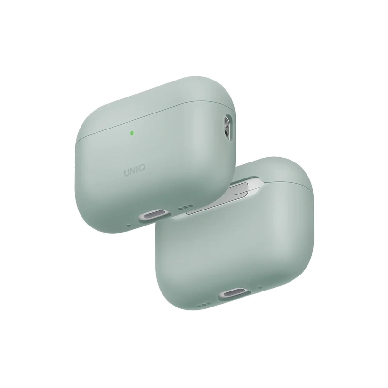 دو نمای زاویه‌دار قاب UNIQ Lino Green برای AirPods Pro 2
