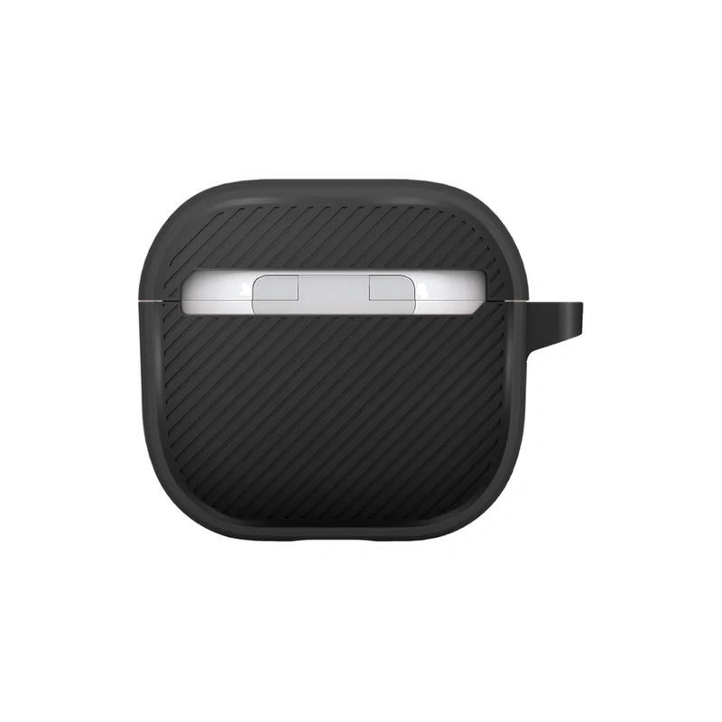 نمای پشت قاب UNIQ Clyde Charcoal/Dark Grey برای AirPods Pro 2 با بافت شیاردار