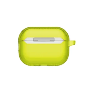 نمای پشت قاب UNIQ Glase Pro Light Lime برای AirPods Pro 3 با نمایش لولا و حلقه اتصال جانبی