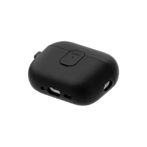 نمای زاویه‌دار قاب UNIQ Clyde Black/Dark Grey برای AirPods Pro 3 با درِ بسته