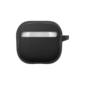 نمای پشت قاب UNIQ Clyde Black/Dark Grey برای AirPods Pro 3 با طراحی شیاردار و محل لولا